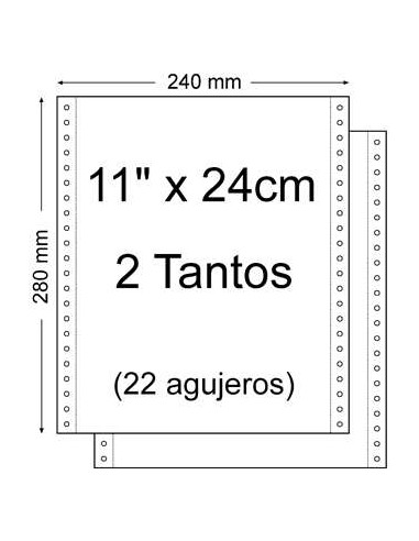 Papel Contínuo 11" x 240mm - Jogo de 2 Vias - Embalagem de 1.500 Unidades - Cor Branca