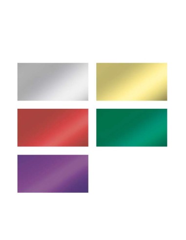 Apli Expositor de 55 Rolos de Papel de Presente Metalizado - 11 Rolos por Cor - Medidas do Rolo 0.70x2m - Cores Lilás, Ouro, Pr