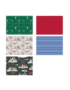 Apli Expositor de 55 Rolos de Papel de Presente de Natal - 11 Rolos por Cor - Medidas do Rolo 0.70x2m - 5 Designs 2