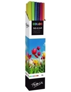 Fabrisa Expositor de 30 Rolos de Papel de Presente - Papel Kraft Vergé de 70g - Medidas do Rolo 1x3m - Cores Sortidas