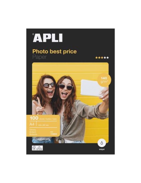 Apli Papel Fotográfico Bestprice A4 140g - Acabamento Brilhante - 100 Folhas
