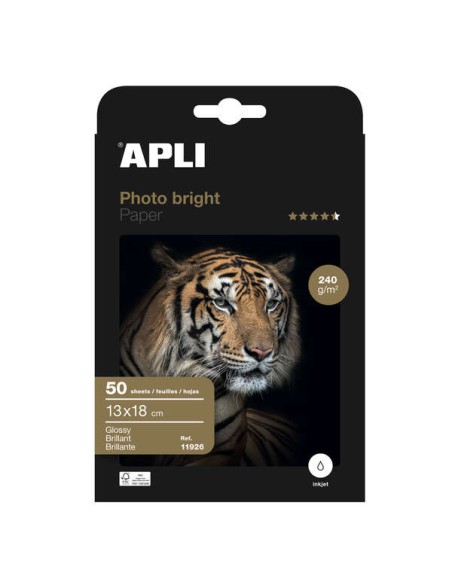 Apli Papel Fotográfico Photobright 13 x 18 cm 240g 50 Folhas
