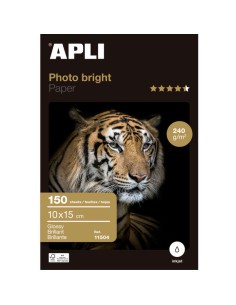 Apli Pack de 150 Folhas de Papel Fotográfico Photobright 10x15cm 240g - Acabamento Brilhante - Apropriado para Uso em Impressor