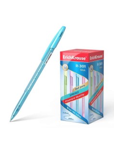 Erichkrause R-301 Spring Caneta - Ponta de 0,7mm - Corpo Translúcido em Cores Sortidas - Tinta de Secagem Rápida - Cor Azul