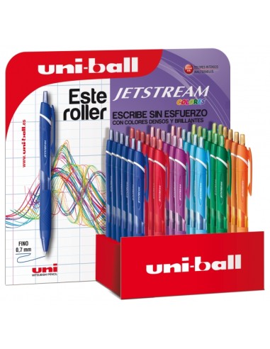 Uni-ball SXN-150C JetStream Cores Expositor de 36 Canetas Retráteis - Ponta de Esfera 0.7mm - Tinta Pigmentada Resistente à Águ
