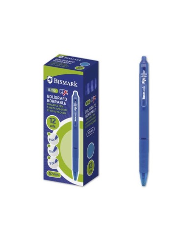 Bismark Caneta Apagável com Clip - Ponta de 0.7 mm - Grip de Borracha - Cor Azul