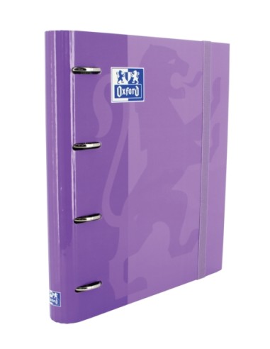 Oxford Europeanbinder Classic A4+ Pasta de Argolas com Refil Quadriculado 5x5 - Capa Dura - Fecho com Elástico - Cor Malva