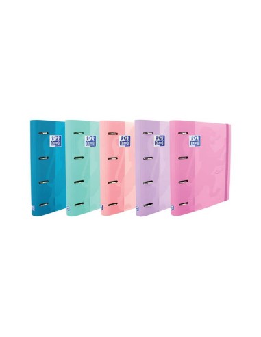 Oxford Europeanbinder Touch Pasta de 4 Argolas Formato A4+ com Refil Quadriculado 5x5mm e 4 Furos - Capa de Toque Suave - Fecho