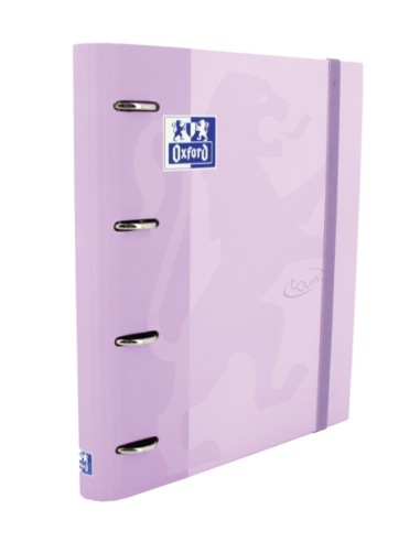 Oxford Europeanbinder Touch A4+ Pasta de Anéis com Refil Quadriculado 5x5 - Capa Dura - Fecho com Elástico - Cor Malva Pastel