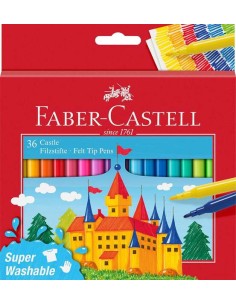 Faber-Castell Castle Pack de 36 Marcadores - Tinta à Base de Água Lavável - Cores Sortidas