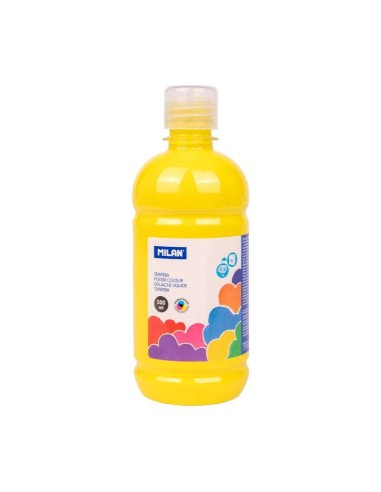 Milan Garrafa de Tinta 500ml - Tampa Dosadora - Secagem Rápida - Misturável - Cor Amarela