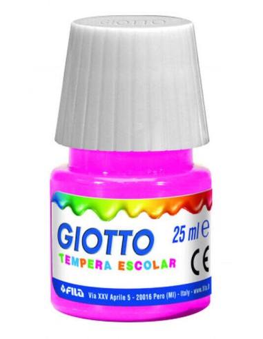 Giotto Têmpera Pack de 12 Frascos de 25 ml. + Pincel - Base Água - Excelente Cobertura - Cores Sortidas