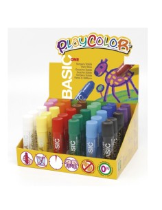 PlayColor Basic One Expositor de 30 Têmperas Sólidas - Não Amassam o Papel - Não Precisam de Água - Especial para Uso Escolar -