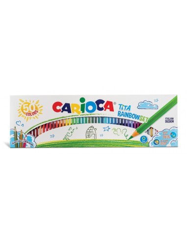 Carioca Tita Rainbow Set Pack de 50 Lápis Hexagonais de Cores - Mina Ø 3mm - Cores Brilhantes e Laváveis - Escrita Macia - Core