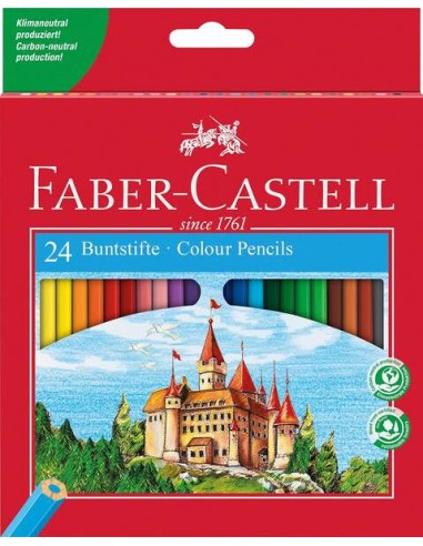 Faber-Castell Classic Colour Pack de 24 Lápis de Cor Hexagonais - Resistência à Quebra - Cores Sortidas