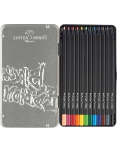 Faber-Castell Black Edition Caixa Metálica de 12 Lápis de Cor - Mina Supermacia - Madeira Preta - Ideais para Desenho em Papel  2